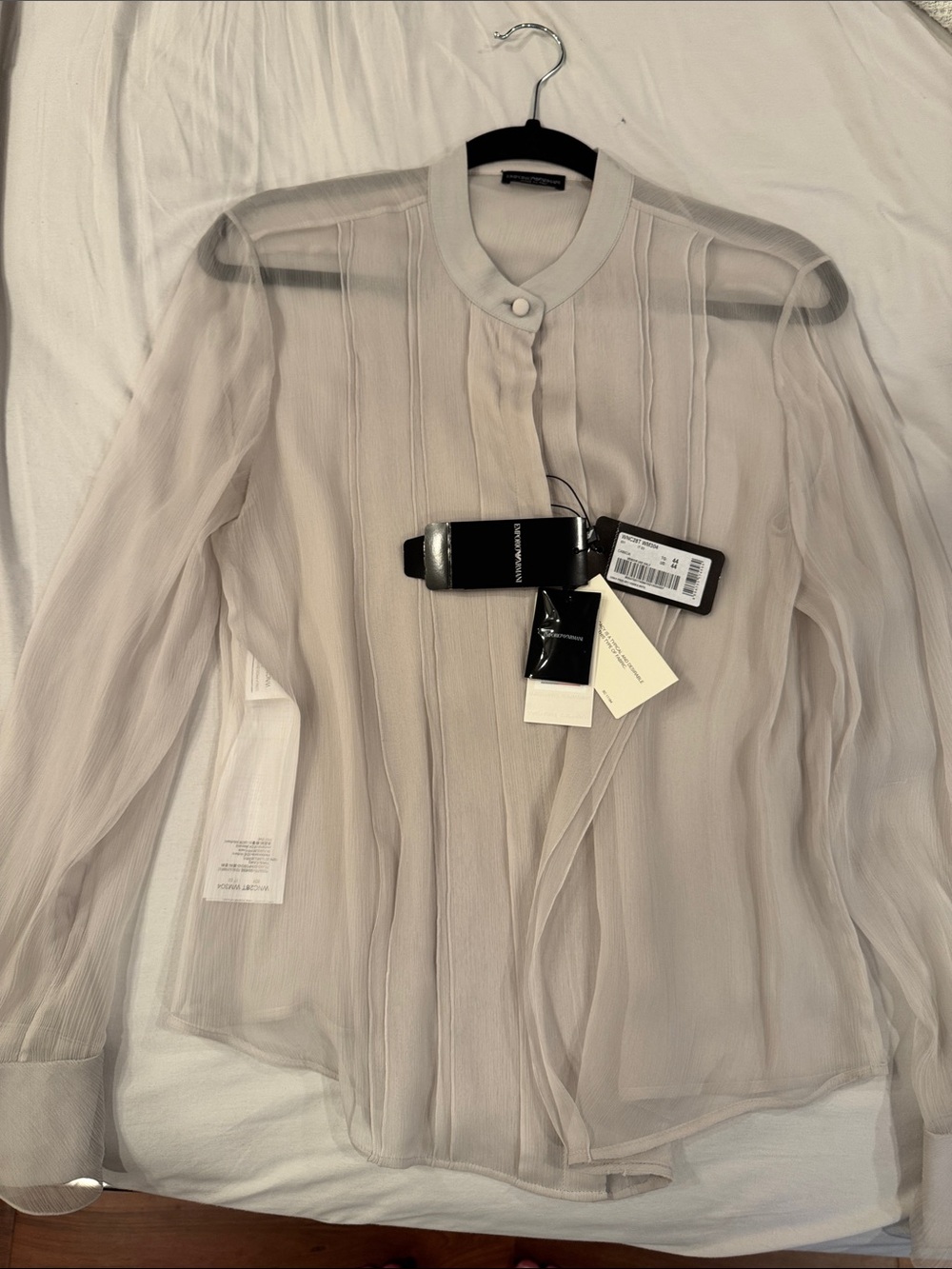 Emporio Armani Pleated Camicia — Light Taupe